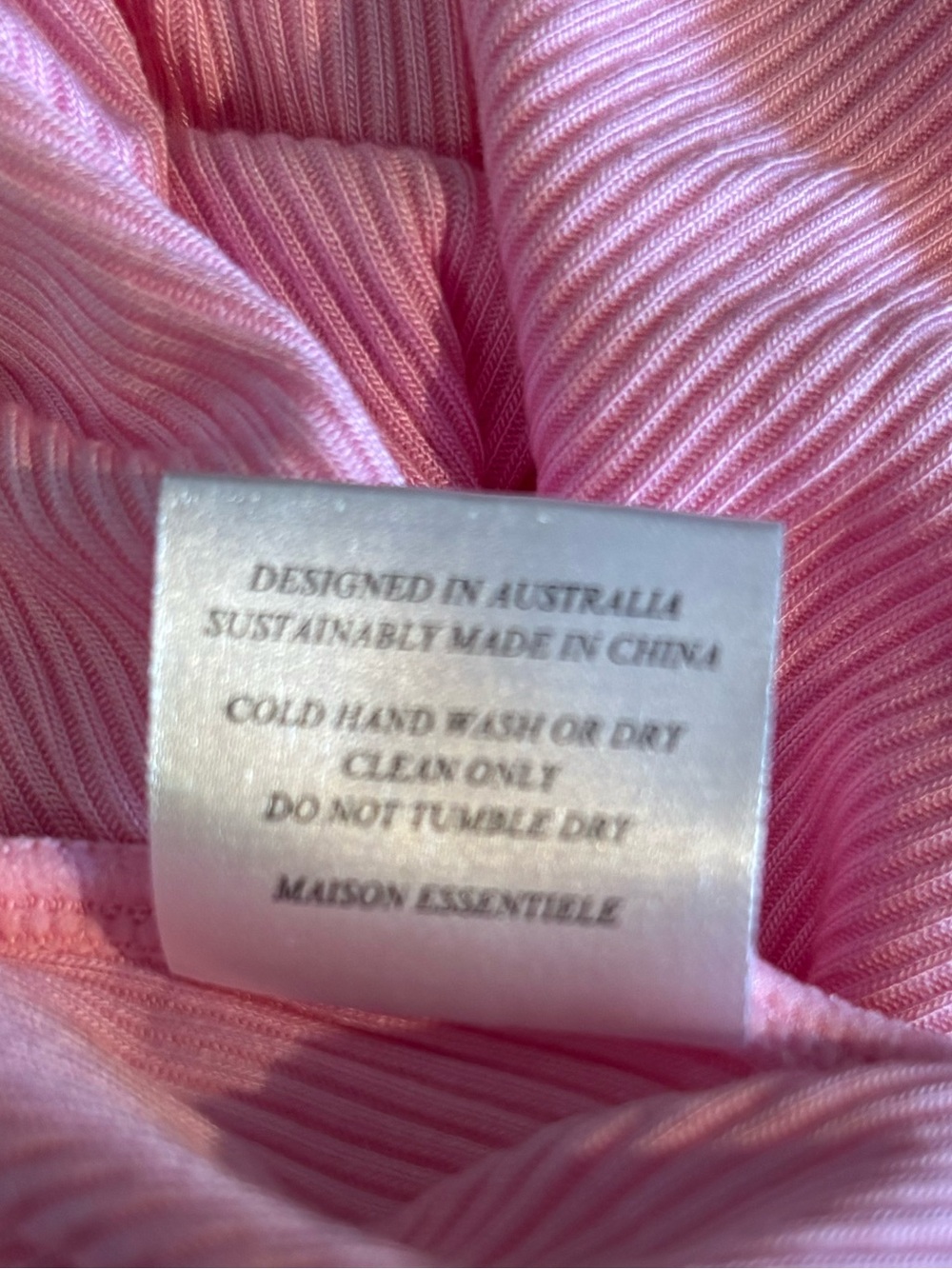 MAISON ESSENTIELE Pink Ribbed Tank Top Size Medium - Picture 4 of 5